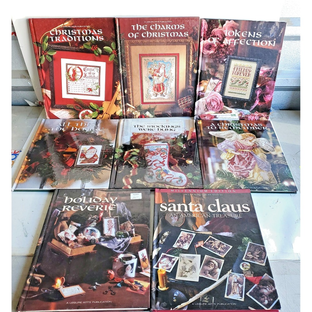 Leisure Arts Presents  Lot of 8 Christmas cross stitch Holiday Reverie VTG Mint